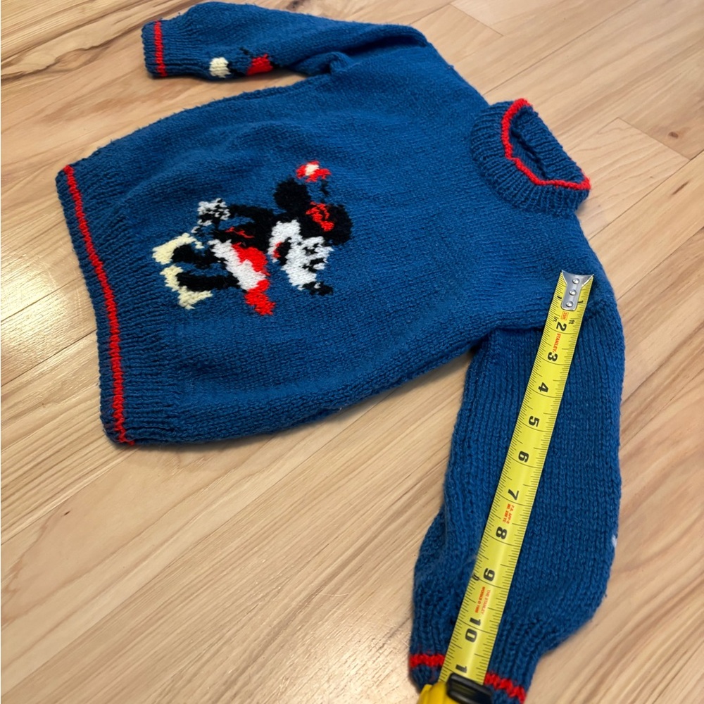 Blue Sweater with Disney Mickey and Minnie Character Design sz 3T Handmade - Picture 7 of 7